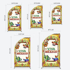 Aperturee - Aperturee Vintage Cactus Skull Viva Mexico Party Half Moon Arch Backdrop