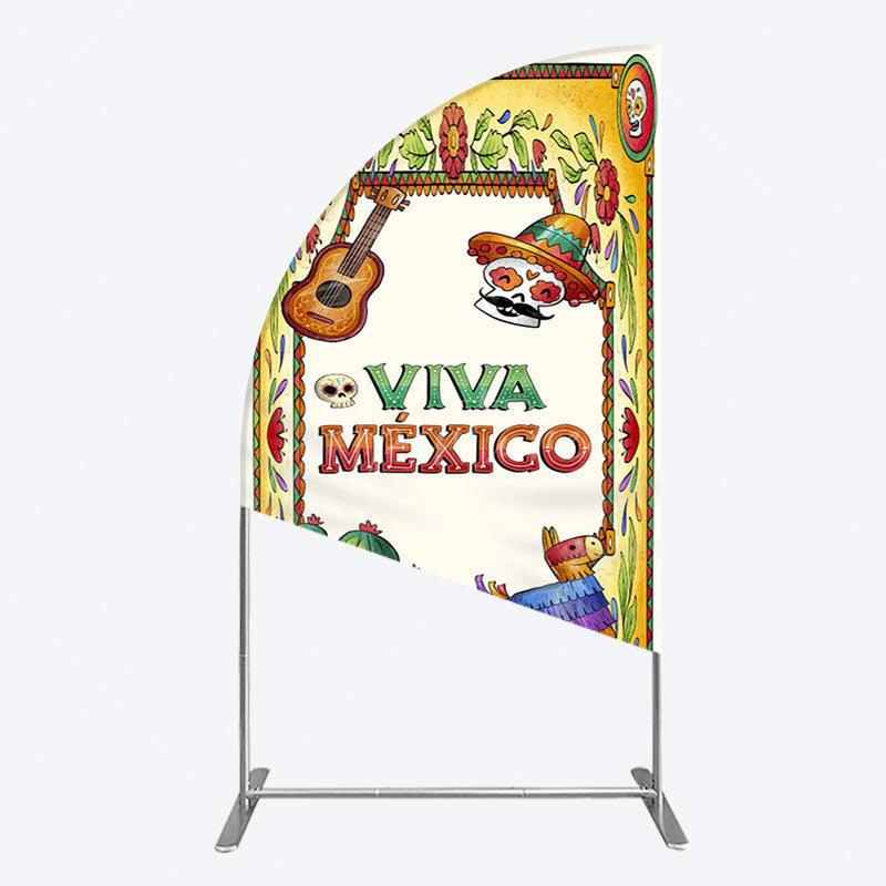 Aperturee - Aperturee Vintage Cactus Skull Viva Mexico Party Half Moon Arch Backdrop