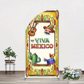 Aperturee - Aperturee Vintage Cactus Skull Viva Mexico Party Half Moon Arch Backdrop