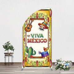 Aperturee - Aperturee Vintage Cactus Skull Viva Mexico Party Half Moon Arch Backdrop