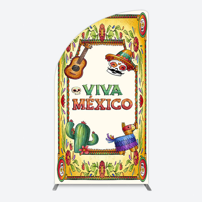 Aperturee - Aperturee Vintage Cactus Skull Viva Mexico Party Half Moon Arch Backdrop