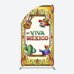 Aperturee - Aperturee Vintage Cactus Skull Viva Mexico Party Half Moon Arch Backdrop