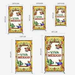 Aperturee - Aperturee Vintage Cactus Skull Viva Mexico Party Rectangle Backdrop