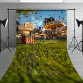 Aperturee - Aperturee Vintage Carnival Ticket Booth Cake Smash Backdrop Amusement Park Grass Sweep Portrait Studio Background