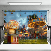 Aperturee - Aperturee Vintage Carnival Ticket Booth Cake Smash Backdrop Amusement Park Rides Photography Studio Background