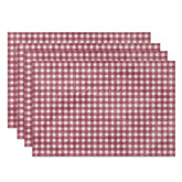 Aperturee - Aperturee Vintage Claret White Plaid Dining Set of 4 Placemats