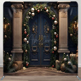 Aperturee - Aperturee Vintage Door Leaves Christmas Pillow Case Backdrop