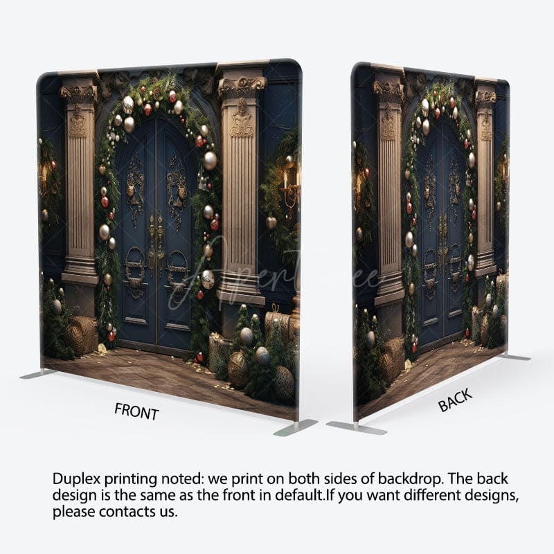 Aperturee - Aperturee Vintage Door Leaves Christmas Pillow Case Backdrop