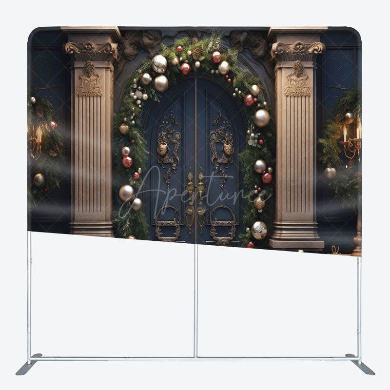 Aperturee - Aperturee Vintage Door Leaves Christmas Pillow Case Backdrop