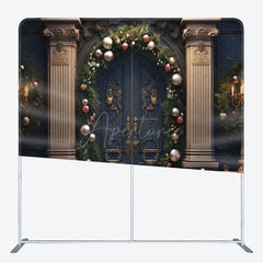 Aperturee - Aperturee Vintage Door Leaves Christmas Pillow Case Backdrop