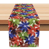 Aperturee - Aperturee Vintage Faded Floral Table Runner in Blue Green and Red for Shabby Chic and Farmhouse Kitchen Decor