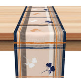 Aperturee - Aperturee Vintage Farmhouse Table Runner with Plaid Stripes and Flowers for Rustic Kitchen and Dining Decor