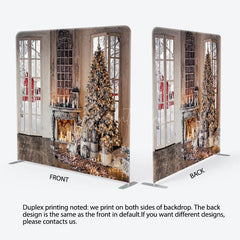 Aperturee - Aperturee Vintage Fireplace Christmas Tension Fabric Backdrop