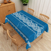 Aperturee - Aperturee Vintage Floral Rectangle Tablecloth in Blue and White for Cottage Farmhouse and Shabby Chic Decor
