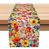 Aperturee - Aperturee Vintage Floral Table Runner with Dense and Bright Colorful Botanical Print for Maximalist Dining Decor