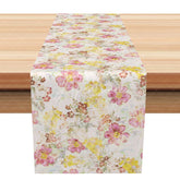 Aperturee - Aperturee Vintage Floral Table Runner with Pink and Yellow Flowers for Rustic Farmhouse Cottage and Spring Decor