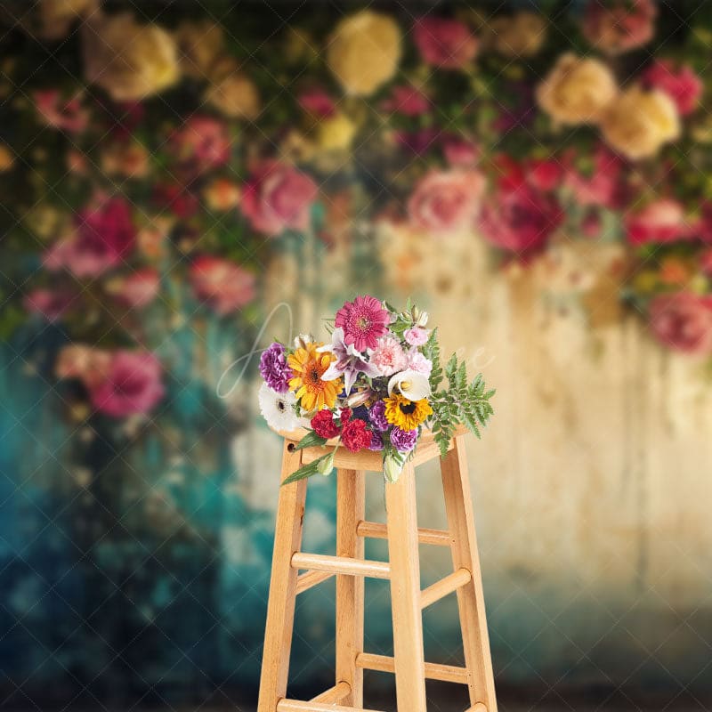 Aperturee - Aperturee Vintage Floral Wall Fine Art Photography Backdrop