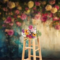 Aperturee - Aperturee Vintage Floral Wall Fine Art Photography Backdrop