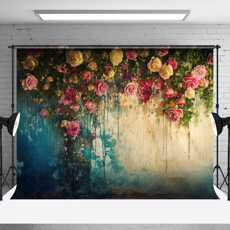 Aperturee - Aperturee Vintage Floral Wall Fine Art Photography Backdrop
