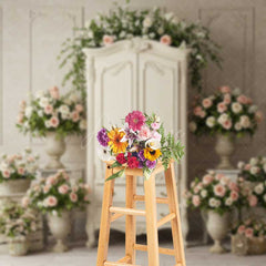 Aperturee Aperturee Vintage French Armoire Wedding Backdrop Elegant White Wardrobe with Roses Shabby Chic Bridal Shower Photo Prop