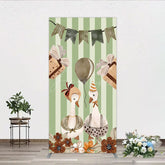 Aperturee - Aperturee Vintage Goose Couple Rectangle Backdrop for Birthday or Baby Shower Rustic Farm Themed Watercolor Storybook Decor