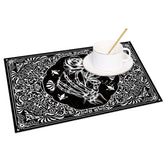 Aperturee - Aperturee Vintage Gothic Skeleton Hand and Rose Set of 4 Placemats for Spooky Halloween and Elegant Dining Decor