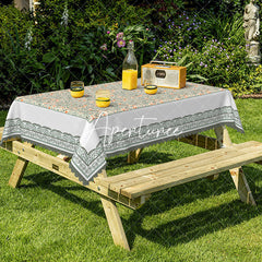 Aperturee - Aperturee Vintage Gren Floral White Edging Rectangle Tablecloth