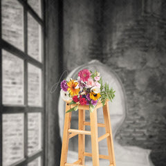 Aperturee - Aperturee Vintage Grey Royal Chair Window Photography Backdrop
