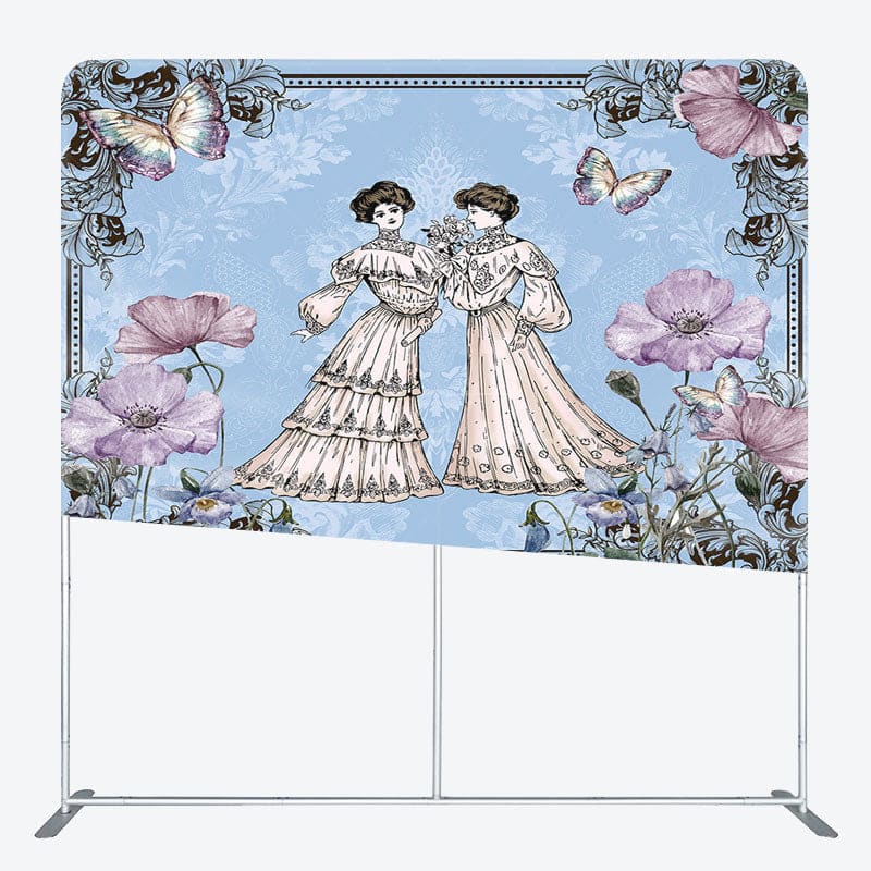 Aperturee - Aperturee Vintage Lady Garden Paint Floral Pillow Cover Backdrop