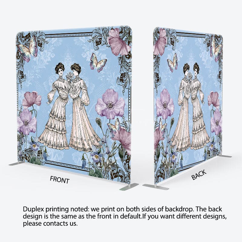 Aperturee - Aperturee Vintage Lady Garden Paint Floral Pillow Cover Backdrop