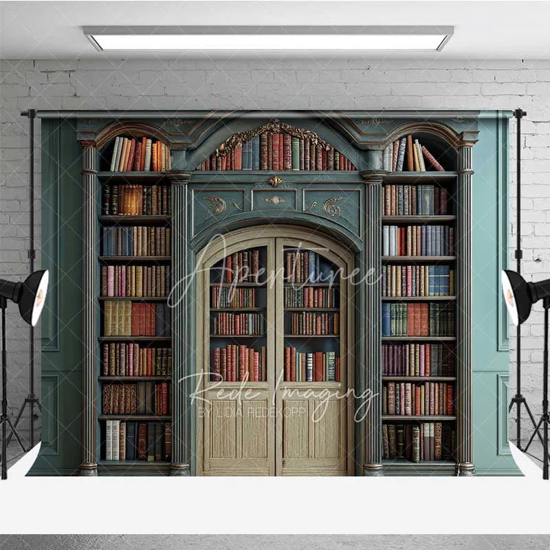 Aperturee - Aperturee Vintage Library Bookshelf Backdrop Magic School Study Room Photography Background Antique Bookcase Photo Prop