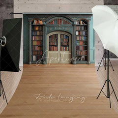 Aperturee - Aperturee Vintage Library Bookshelf Sweep Photo Backdrop Retro Study Room Wood Floor Background Magic School Prop