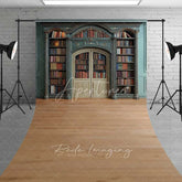 Aperturee - Aperturee Vintage Library Bookshelf Sweep Photo Backdrop Retro Study Room Wood Floor Background Magic School Prop