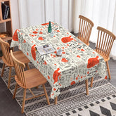 Aperturee - Aperturee Vintage Love Text and Heart Rectangle Tablecloth Red Anatomical Heart Print Romantic Dining Decor