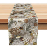 Aperturee - Aperturee Vintage Maximalist Palm Leaves Table Runner Dark and Moody Tropical Decor Elegant and Exotic Dining Linen