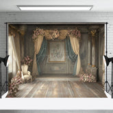 Aperturee - Aperturee Vintage Medieval Room Floral Wedding Photo Backdrop