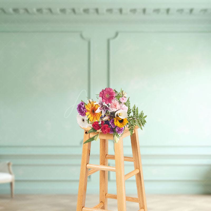Aperturee - Aperturee Vintage Mint Accent Wall Chair Vase Photo Backdrop
