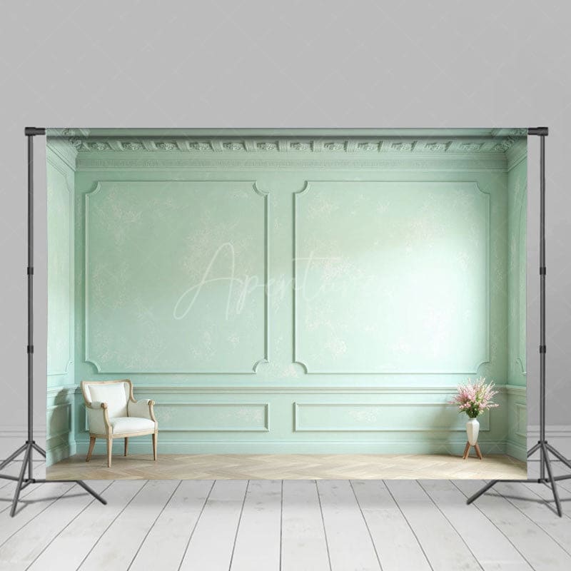Aperturee - Aperturee Vintage Mint Accent Wall Chair Vase Photo Backdrop