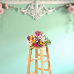 Aperturee - Aperturee Vintage Mint Floral Accent Floral Wedding Backdrop