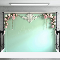 Aperturee - Aperturee Vintage Mint Floral Accent Floral Wedding Backdrop