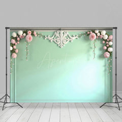 Aperturee - Aperturee Vintage Mint Floral Accent Floral Wedding Backdrop