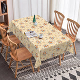 Aperturee - Aperturee Vintage Orange Floral Rectangle Tablecloth Yellow Garden Flower Pattern for Fall Thanksgiving Dining Room Decor