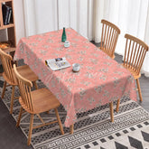 Aperturee - Aperturee Vintage Pink Rose Floral Rectangle Tablecloth Elegant Flower Bouquet Pattern Cover Romantic Wedding Decoration