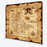 Aperturee - Aperturee Vintage Pirate Treasure Map with Skull and Ships Square Double-Sided Backdrop for Adventure Party Decor