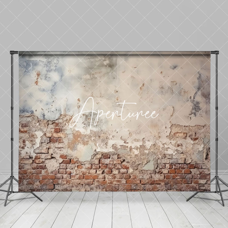 Aperturee - Aperturee Vintage Red Brick Wall Faded White Paint Backdrop
