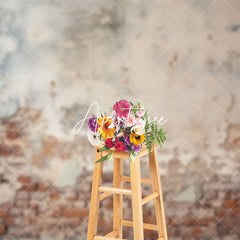 Aperturee - Aperturee Vintage Red Brick Wall Faded White Paint Backdrop
