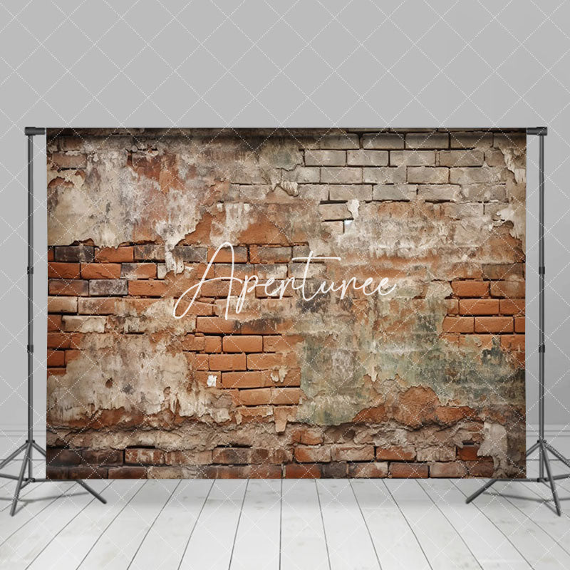 Aperturee - Aperturee Vintage Red Grey Brick Wall Faded Traces Backdrop