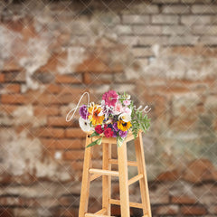 Aperturee - Aperturee Vintage Red Grey Brick Wall Faded Traces Backdrop