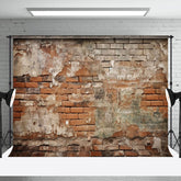 Aperturee - Aperturee Vintage Red Grey Brick Wall Faded Traces Backdrop