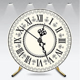 Aperturee - Aperturee Vintage Roman Numeral Clock Round Backdrop Antique Ivory Timepiece Photography Cover
